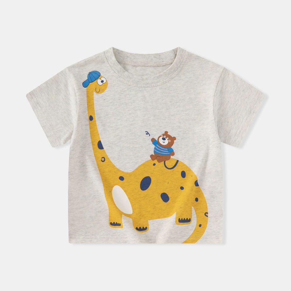 純棉短袖上衣-雷龍好朋友-花灰