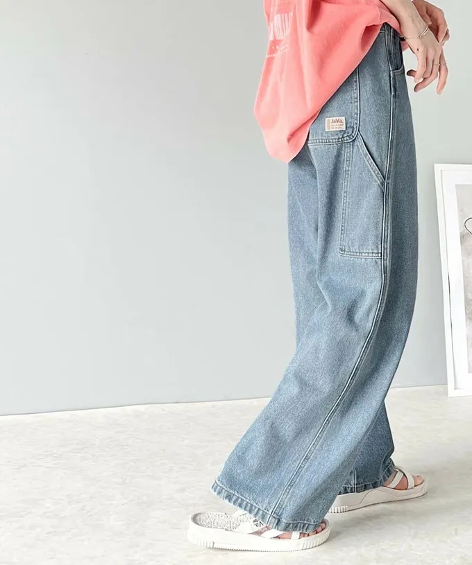 日本 Classical Elf - 超顯瘦厚磅百搭直筒褲-軍綠