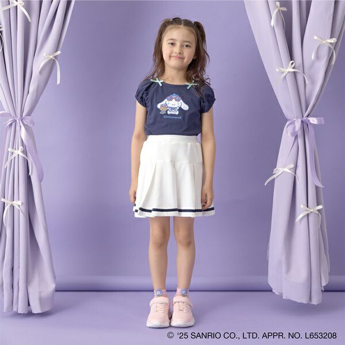 日本 Lycee mine - 100%棉 海洋風法式澎袖上衣-卡通人物大耳狗-紅白條紋