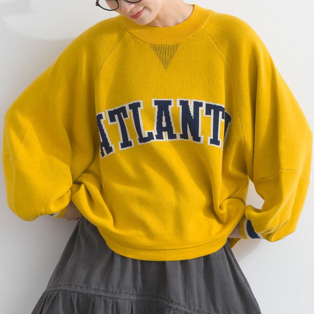 明亮撞色學院風抽繩針織上衣-芥末黃