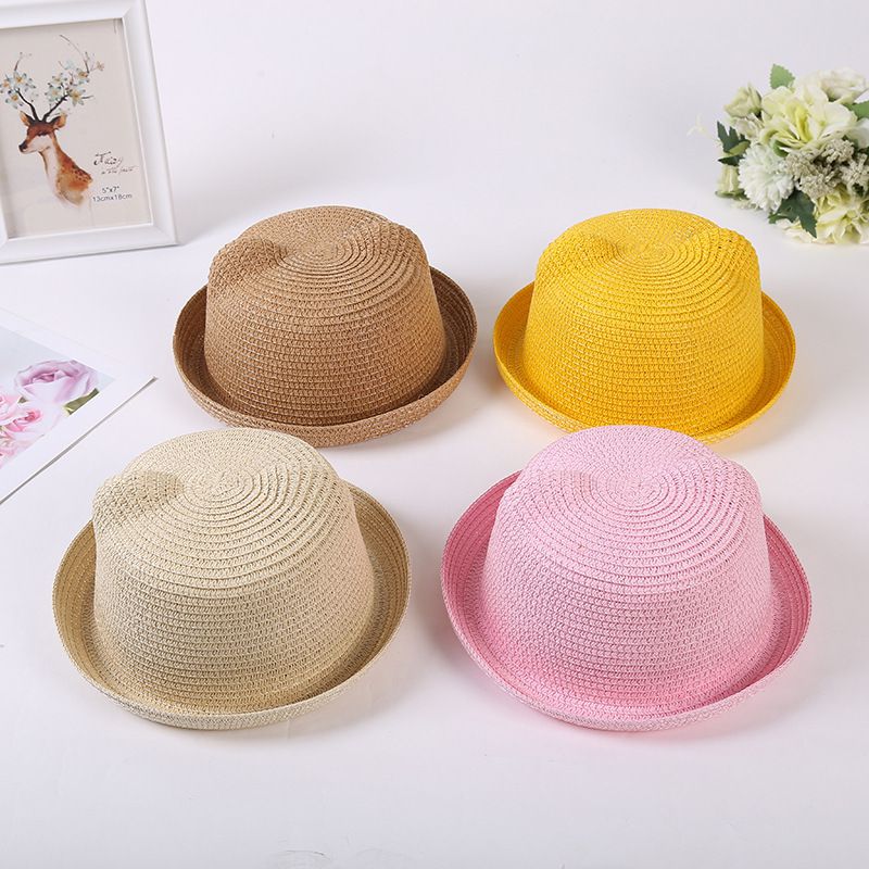 兒童造型遮陽草帽-藍色