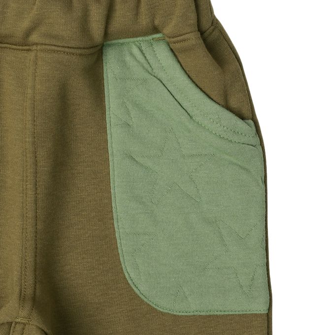 akachan honpo - 內裡刷毛褲-軍綠色