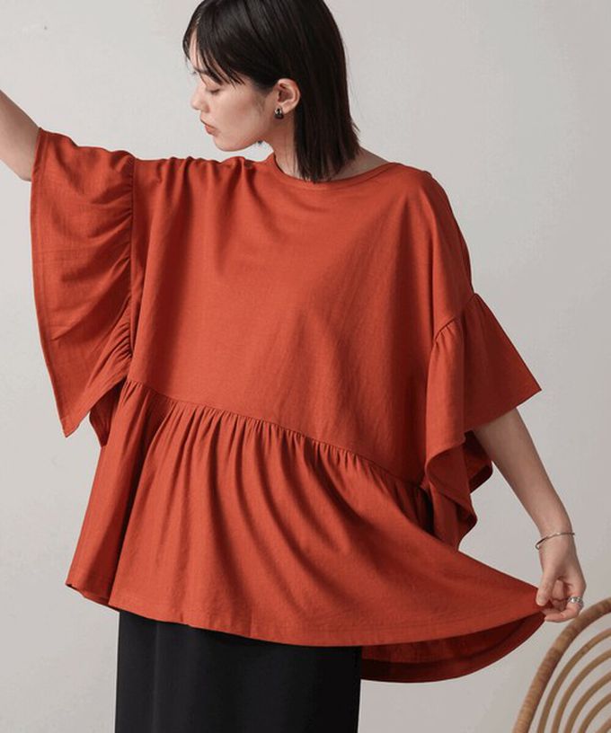 日本 Bab - 透氣嫘縈飄逸大寬袖上衣-黑