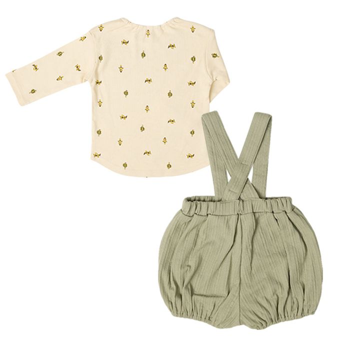 akachan honpo - 吊帶褲+T恤-綠色