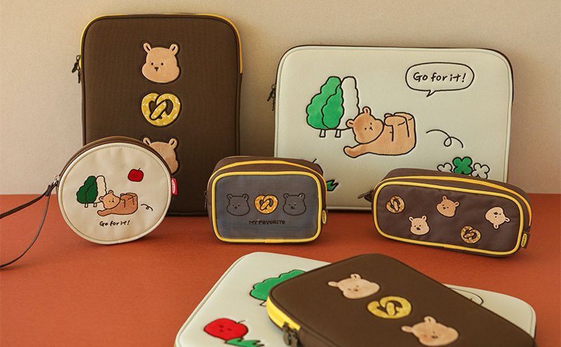 韓國 Daily Like - 立體鉛筆袋-餅乾果凍熊 (20.5 x 8.5 x 5 cm)