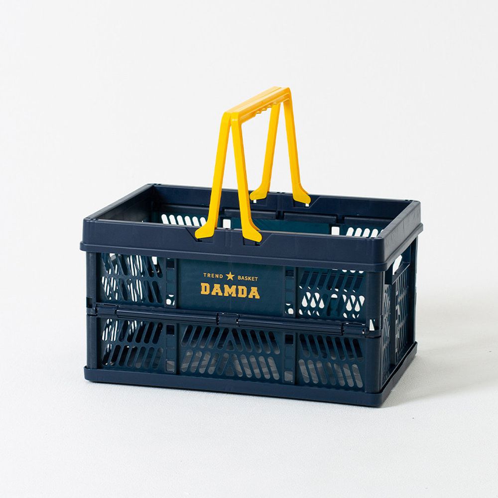 韓國 Damda - 折疊手提收納籃-大-深藍-尺寸:43.5X30.5cm, 容量32L