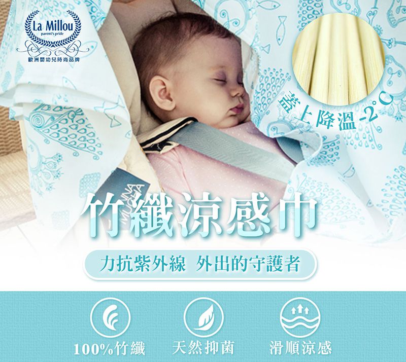 La Millou - 竹纖涼感巾_嬰兒包巾/哺乳巾/推車蓋巾-星空胖柯基(藍底) (120 公分 x 100公分(+,- 2-3 公分))