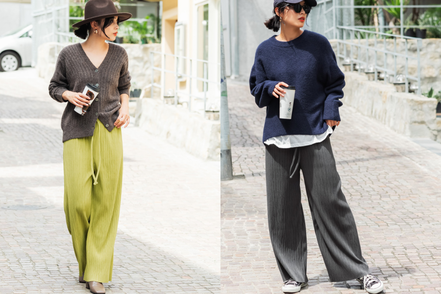 日本 COCA - [熱銷定番] 速乾垂墜彈性風琴寬褲-保暖小孩款-黃綠