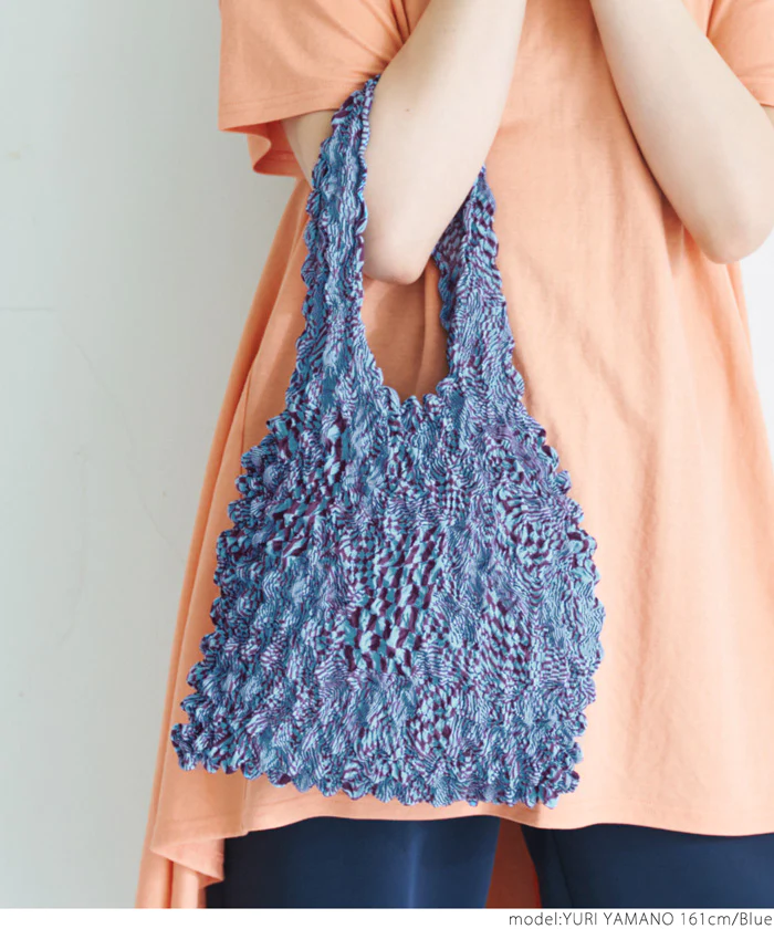 日本 COCA - 泡泡皺褶伸縮容量環保袋-手提/肩背款-暗夜海洋