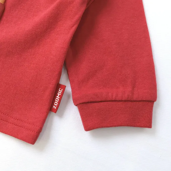 日本 ZOOLAND - 熊熊救援隊 車車印花長袖上衣-消防車-紅