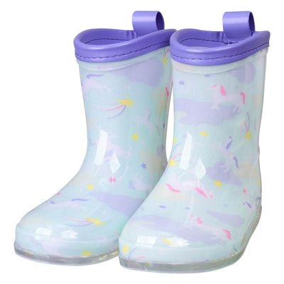 akachan honpo - 易分左右腳!雨鞋-獨角獸-淺綠色