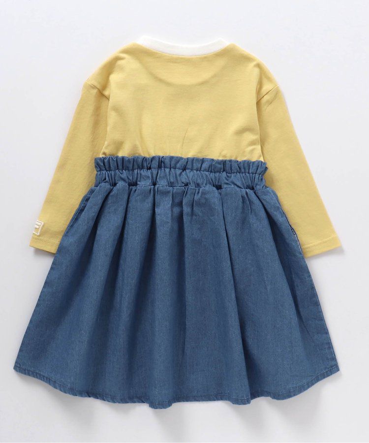 日本 apres les cours - FILA聯名 刺繡logo拼接假二件洋裝-白x酒紅