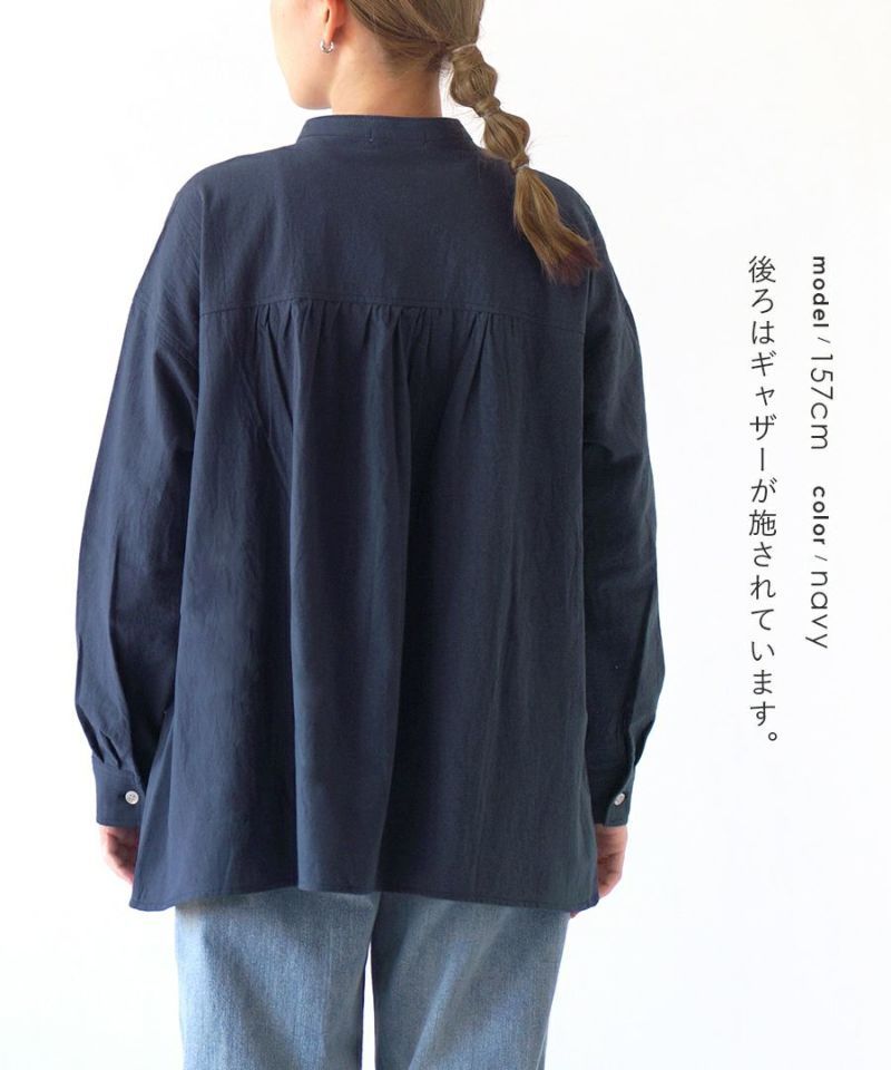 日本 zootie - 歪斜設計排扣長袖襯衫-深藍