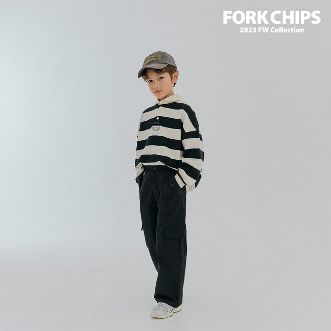 韓國 FORK CHIPS - 極簡翻領寬條紋寬鬆長袖上衣-象牙白X黑