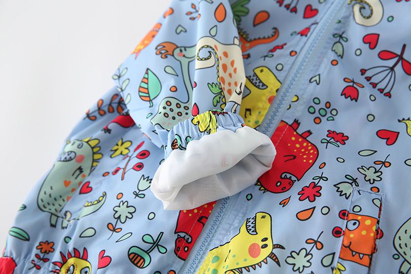 兒童連帽防風外套-星星-藍色