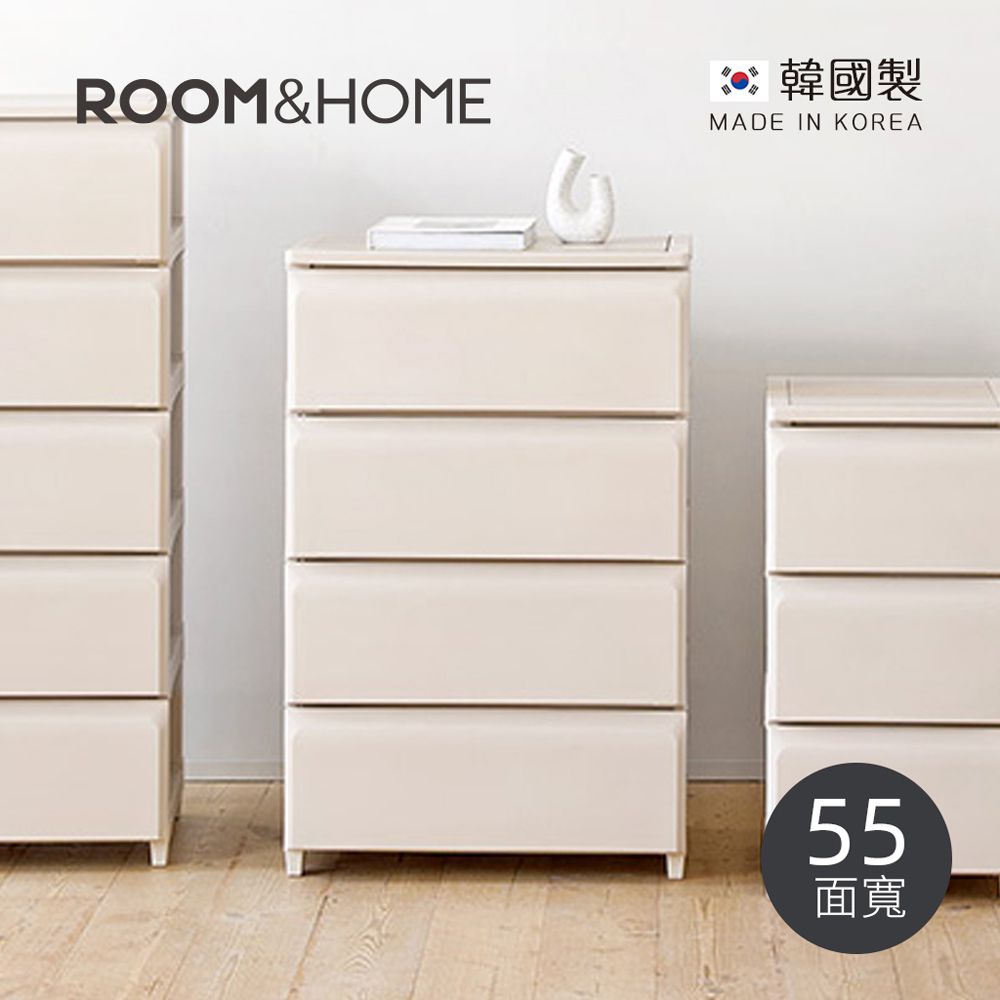 韓國ROOM&HOME - 韓國製55面寬四層抽屜收納櫃(木質天板)-DIY-淺米棕