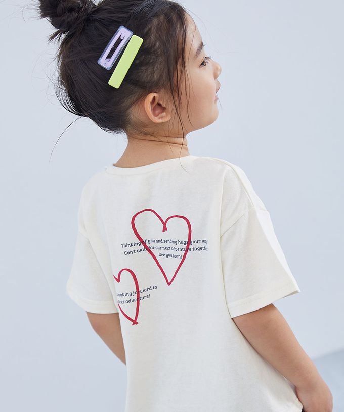 日本 devirock - 100%棉 可愛女孩印花短袖上衣-愛心logo-羅藍紫