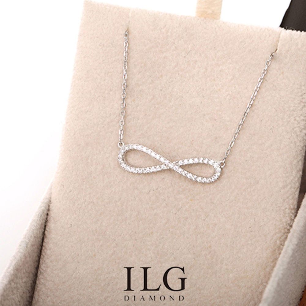 美國ILG鑽飾 - 無限情緣-八心八箭項鍊-S925純銀鍍白K-加贈高級珠寶級絨布盒1個