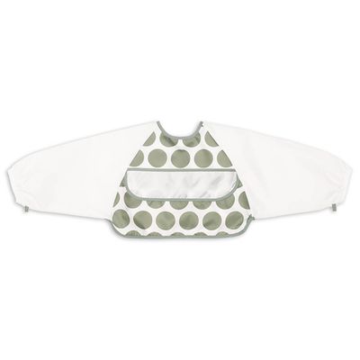 akachan honpo - 長袖用餐圍兜穿脫方便-灰色 (80~95cm)-日本製