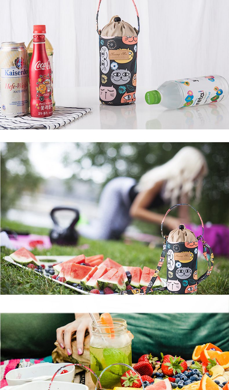 2way防水保溫飲料水壺袋-羊駝樂園 (直徑10cm高17cm)