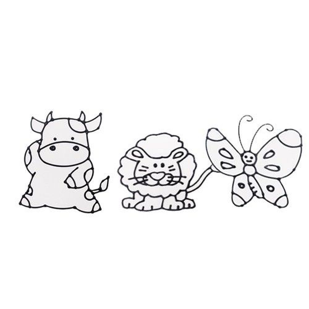 彩繪玻璃貼畫框3入組-D (獅子+蝴蝶+小牛)