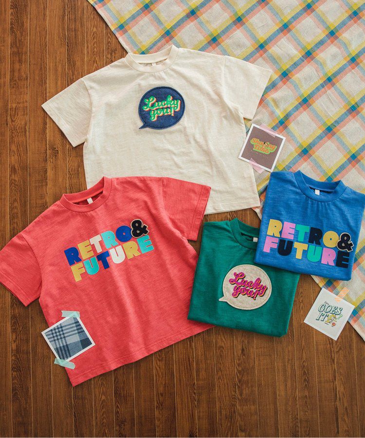 日本 BREEZE - 彩色標語短袖上衣-寶石藍