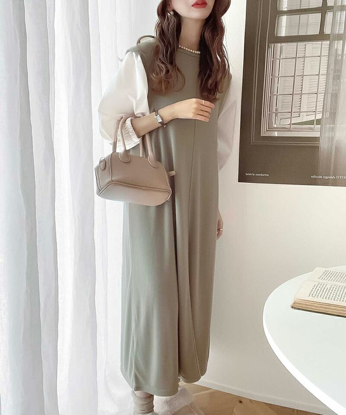 日本 Classical Elf - 優雅泡泡拼接袖修身洋裝-黑x條紋