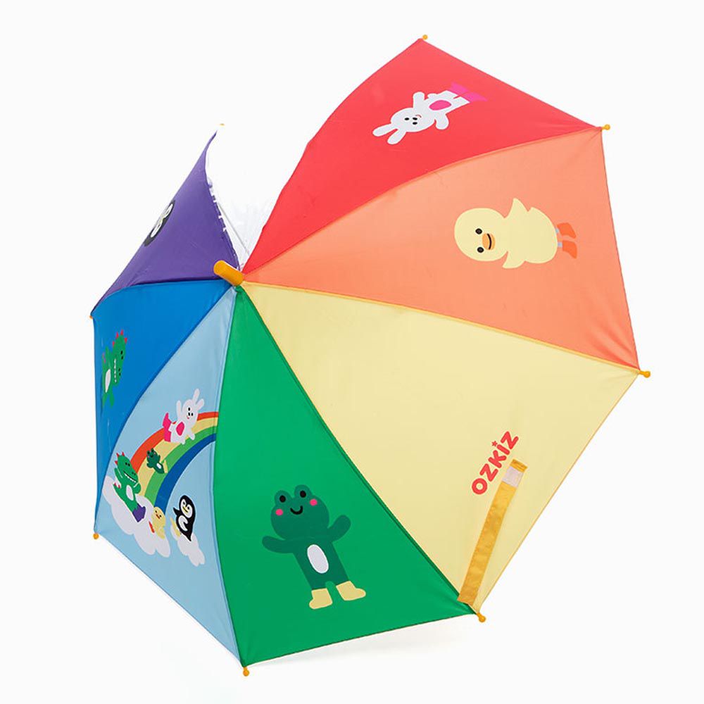 韓國 OZKIZ - 超輕量兒童安全雨傘-彩虹動物朋友 (FREE)
