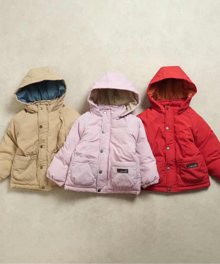 日本 BREEZE - 鋪棉保暖連帽外套-異色拼接-綠x藍