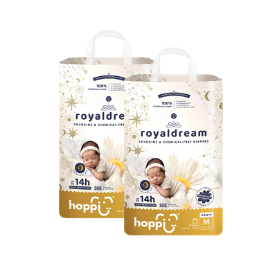 Hoppi - royaldream 皇家系列嬰兒尿布－褲型(M)－42片－2袋