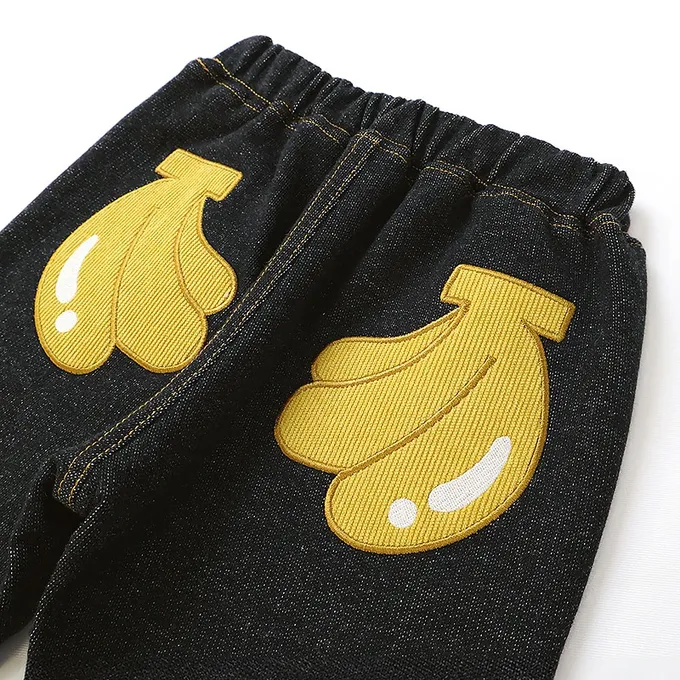 日本 ZOOLAND - 水果樂園 水果屁屁舒適牛仔長褲-香蕉