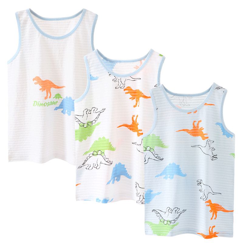 MAMDADKIDS - 竹節棉透氣無袖背心(三件組)-草莓-白+粉紅