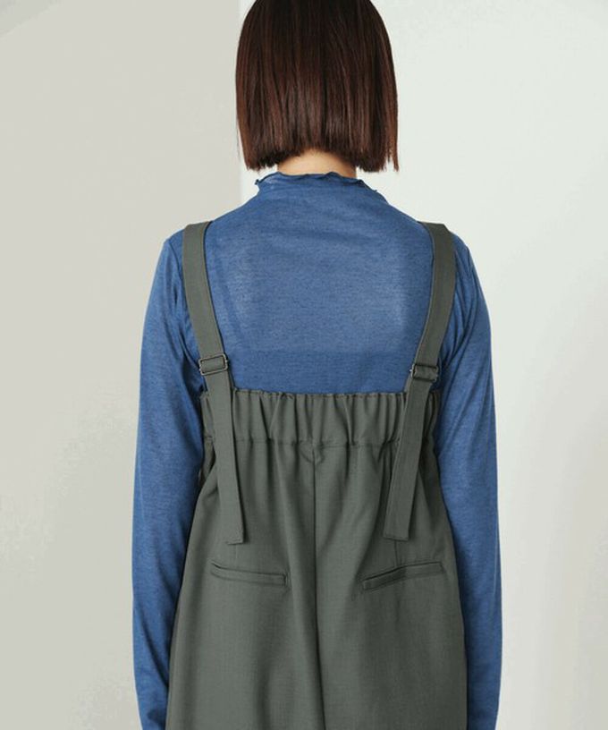 日本 Bab - 斜紋布優雅摺線工裝風吊帶裙-黑