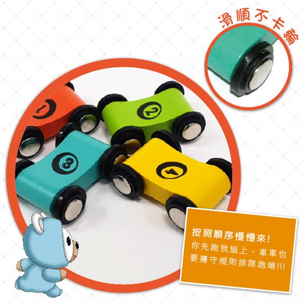 小牛津 - 歡樂動物軌道車 (27.5*31*10.5 cm)-歡樂動物軌道台*1、木製雙面軌道車*4