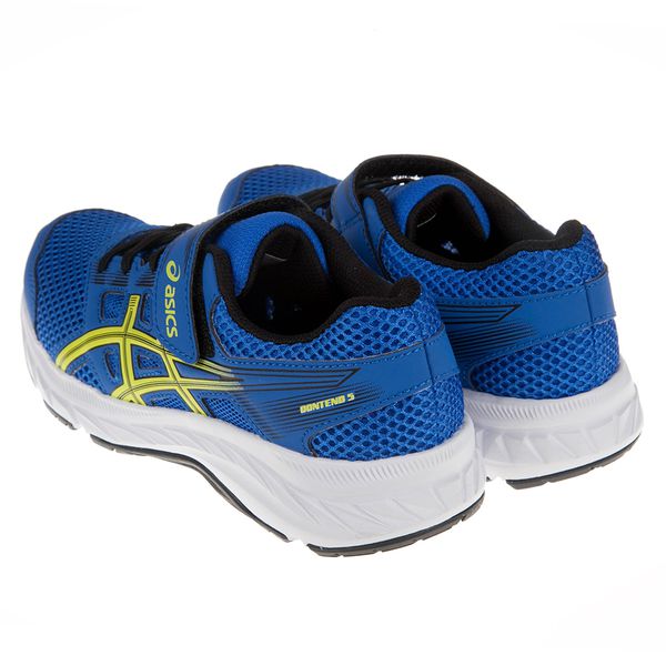 asics 亞瑟士 - 藍黃色慢跑兒童機能運動鞋