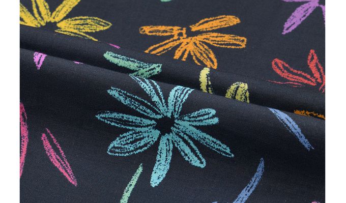 韓國 ULLALA - (情侶款)彩繪花口袋短袖睡衣套裝-女款-藍黑 (FREE)