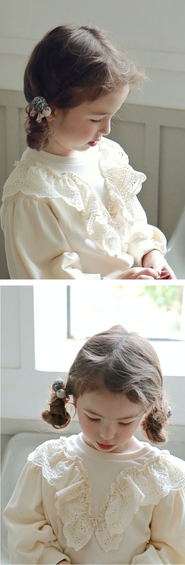 韓國 PuellaFLO - 蕾絲碎花髮圈/髮束2入組-綠花