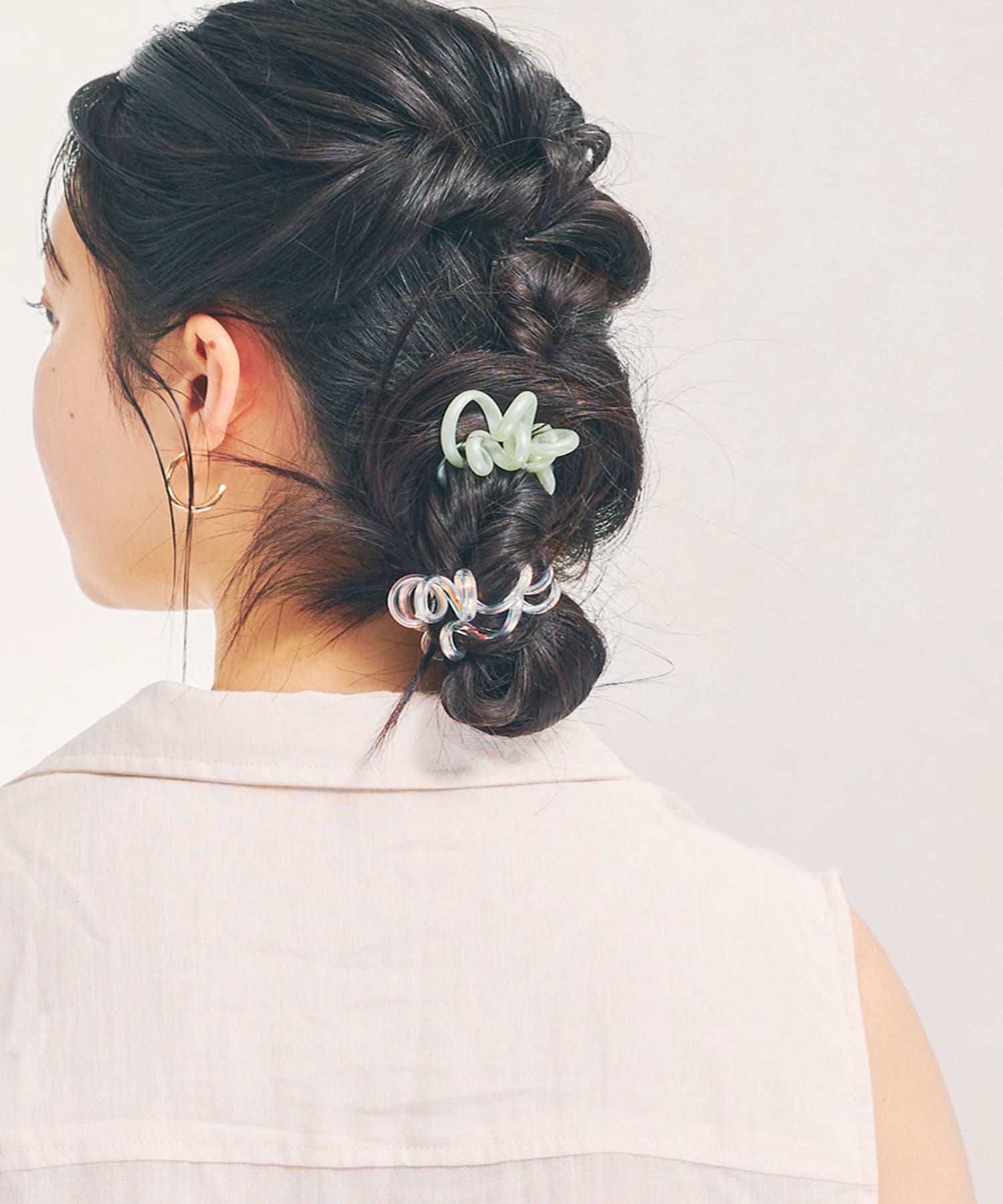 日本 Lattice - 彈力無痕電話線髮圈3件組-質感消光-透明