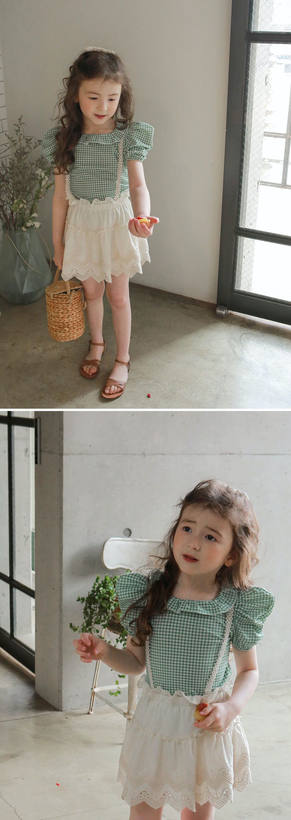 韓國 PuellaFLO - 露背交叉荷葉領公主袖上衣-綠