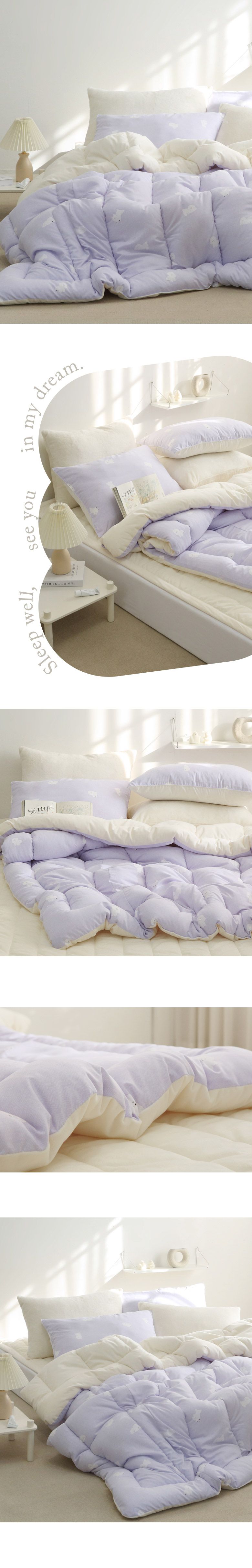 韓國 FLORA - 可水洗軟綿綿超細纖維棉被(冬被)-卷毛狗狗-紫