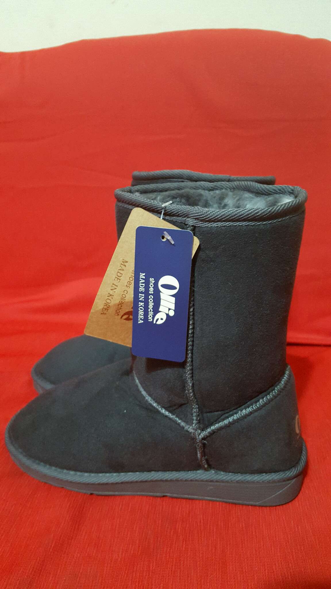 全新 韓Ollie 防滑耐磨底布標素面中筒雪靴