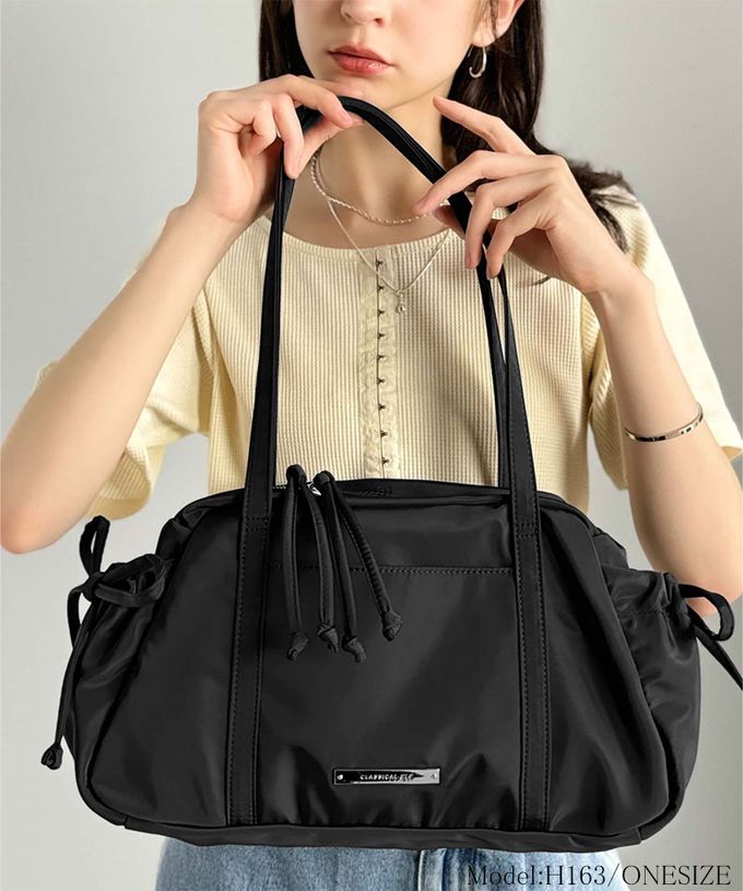 日本 Classical Elf - 輕盈可愛蝴蝶結肩背波士頓包-淺灰