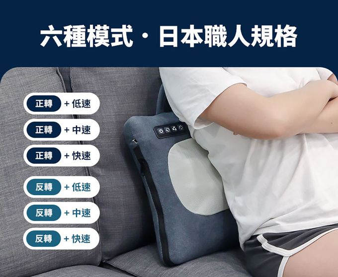 3ZeBra - 溫揉枕｜無線溫感按摩枕-灰藍色