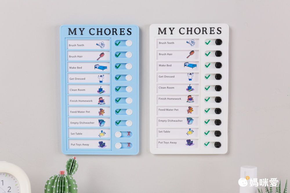 可替換式自律學習打卡板-MY CHORES-粉色 (20x12cm)-一張空白紙＋一打卡板