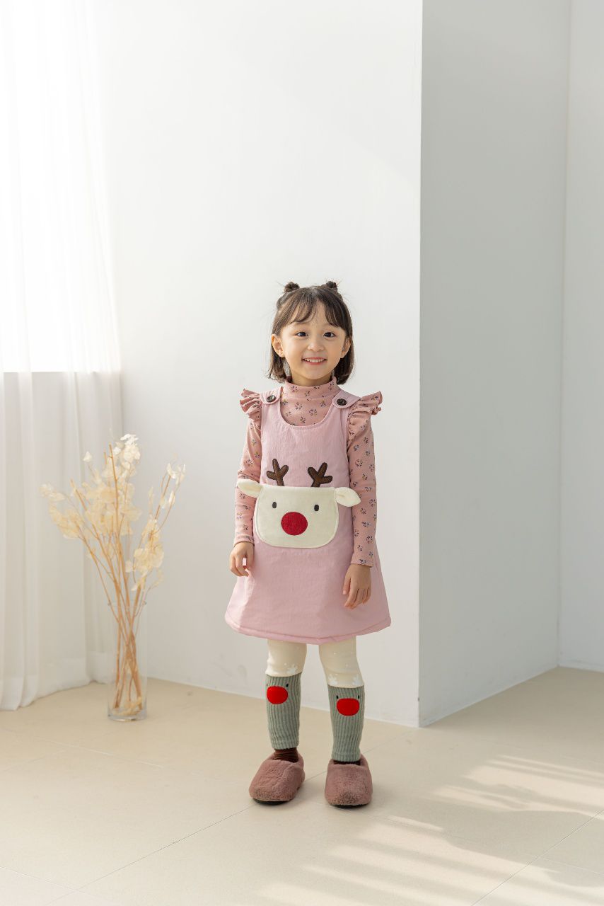 韓國 Orange Mom - 聖誕麋鹿內搭褲-米白