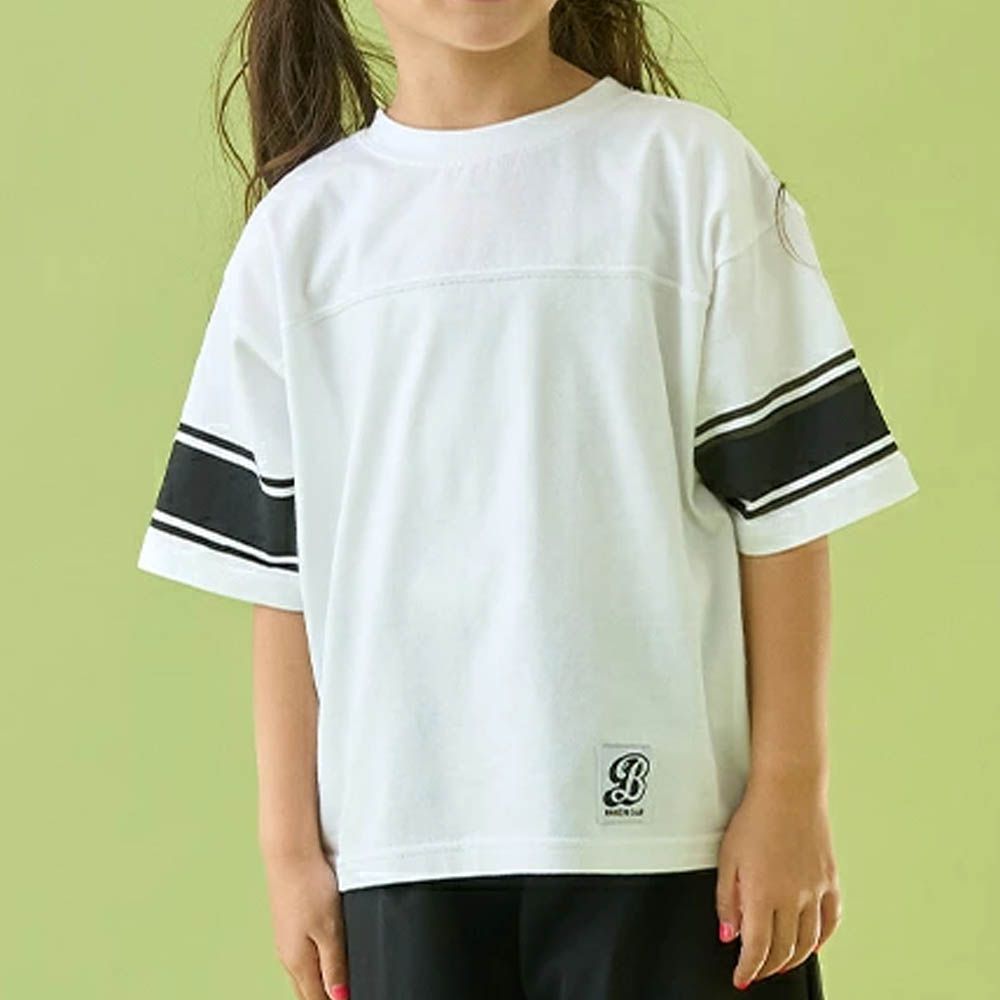 正反都OK 落肩線條短袖上衣-白