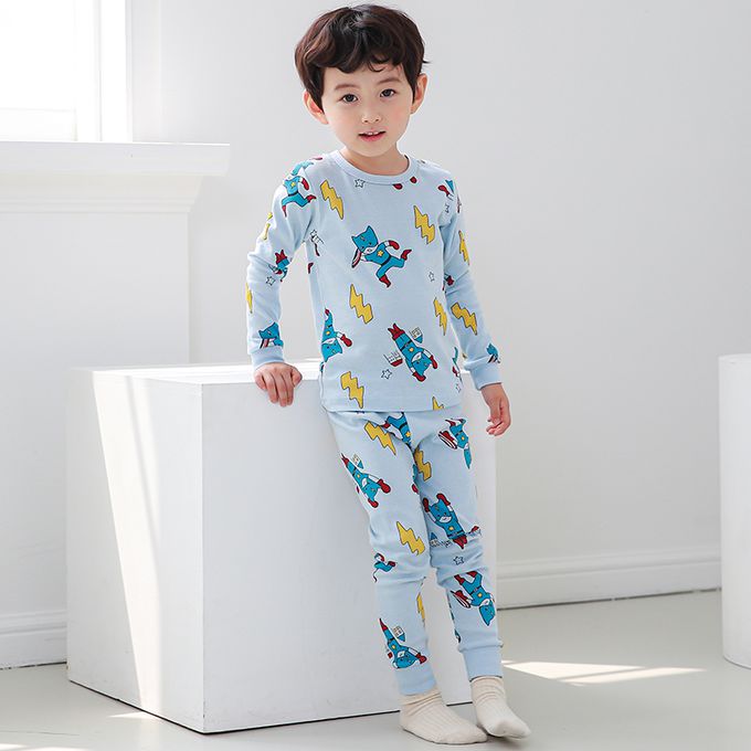 正韓 Cogibu - 極舒適無螢光劑 100% 有機棉幼兒/兒童睡衣/家居服套裝組-閃電俠
