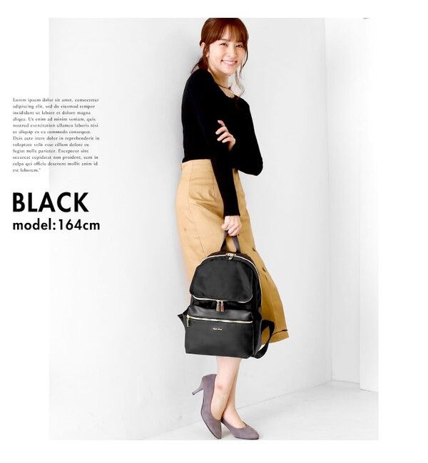 日本 Legato Largo - 10pocket輕量拼接尼龍皮革後背包-米棕-520g