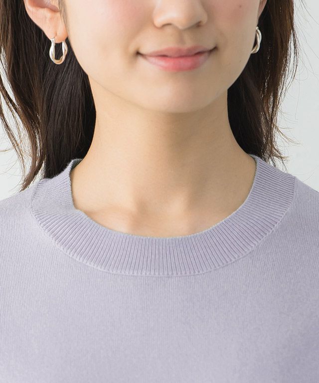 日本 Pierrot - 嫘縈混薄針織短袖上衣-灰x白