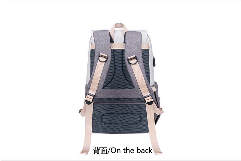 大容量乾濕分離媽媽包/後背包-拼色款-粉+灰 (26x20x43cm)